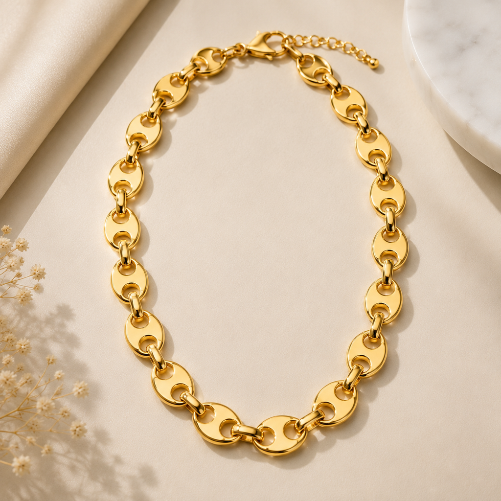 Two-Tone Oval Link Chain Necklace