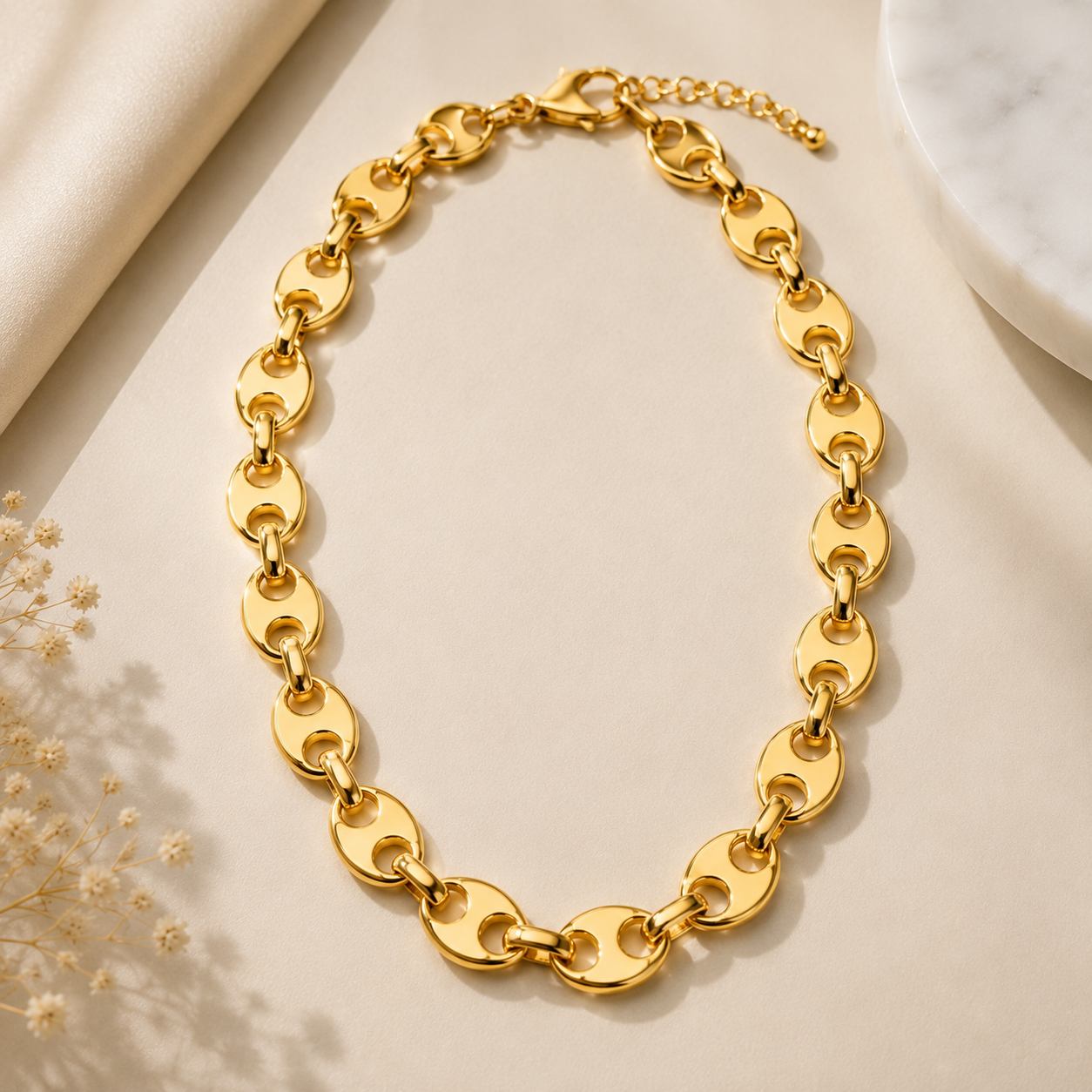 Two-Tone Oval Link Chain Necklace