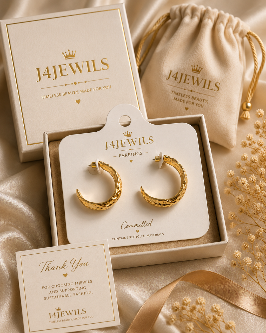 Textured Gold Hoop Earrings