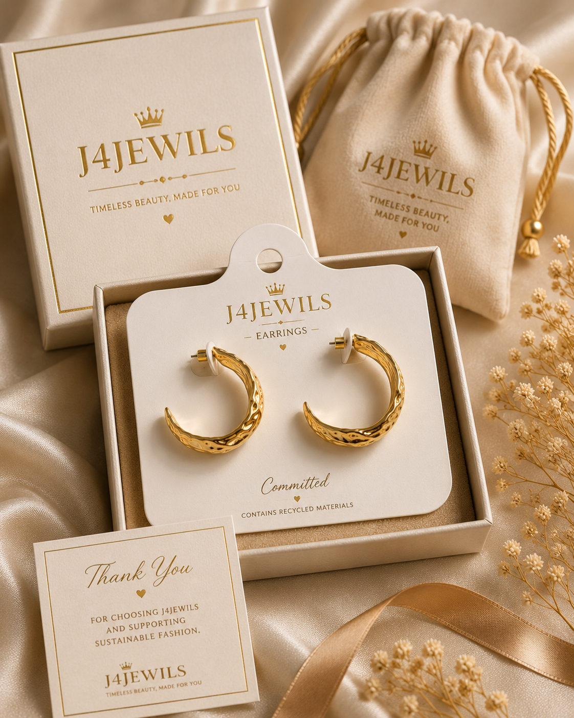 Textured Gold Hoop Earrings